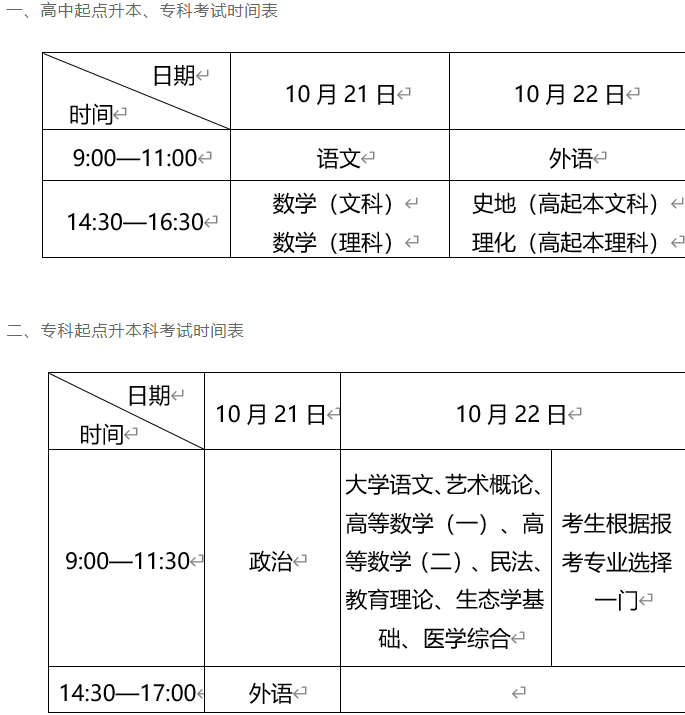 成人高考山東濟南考試時間？