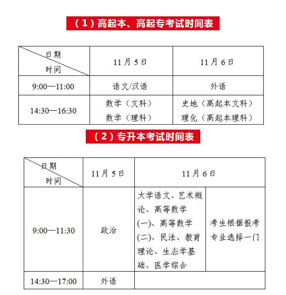 成人高考時間河南2018？