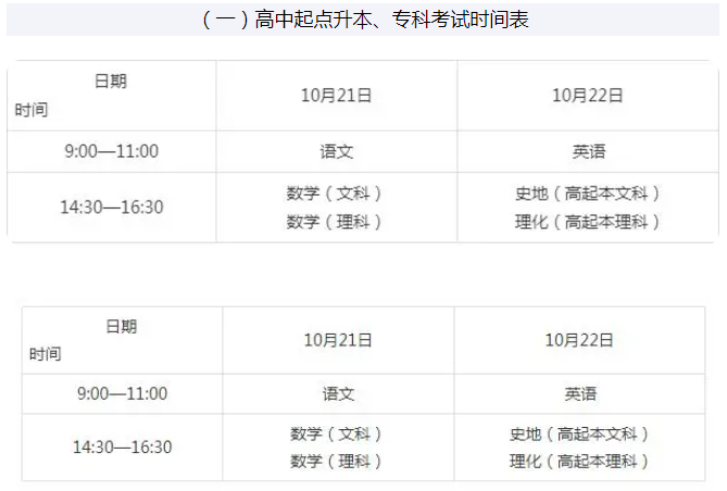 山西成人高考時間表？