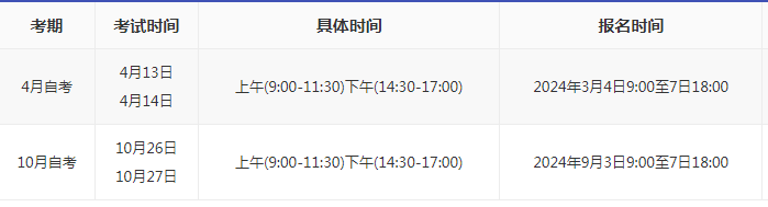 河南自考時間怎么安排的2024？