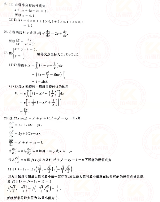 2021年成人高考專升本高數(shù)(二)真題及答案！-8