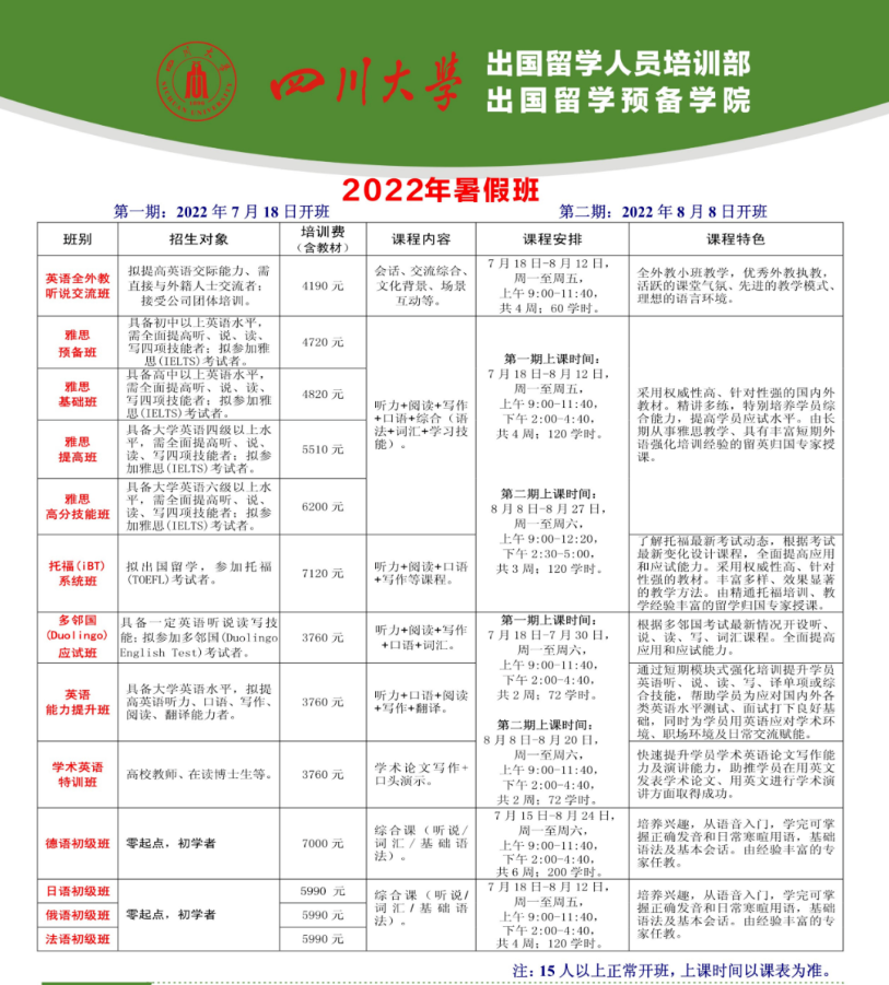 四川大學雅思培訓聯(lián)系電話是多少