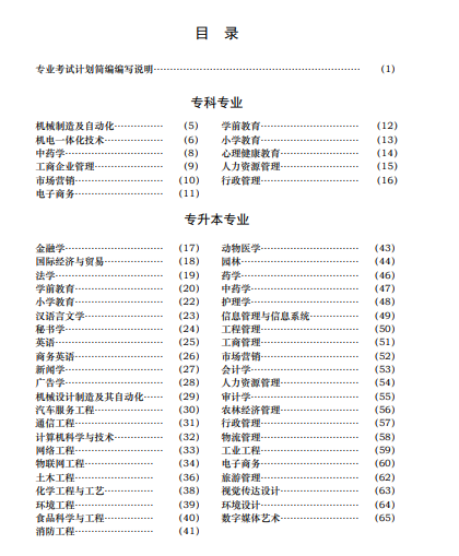 江蘇省高等教育自學(xué)考試專業(yè)考試計(jì)劃簡編（2024年版）