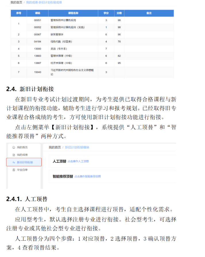 四川省高等教育自學(xué)考試新舊計(jì)劃銜接 考生操作說(shuō)明